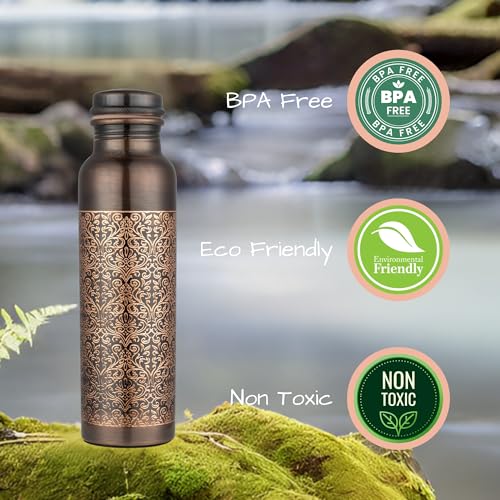 Image of Copper Water Bottle - 32 Oz - Handcrafted Ayurvedic Vessel