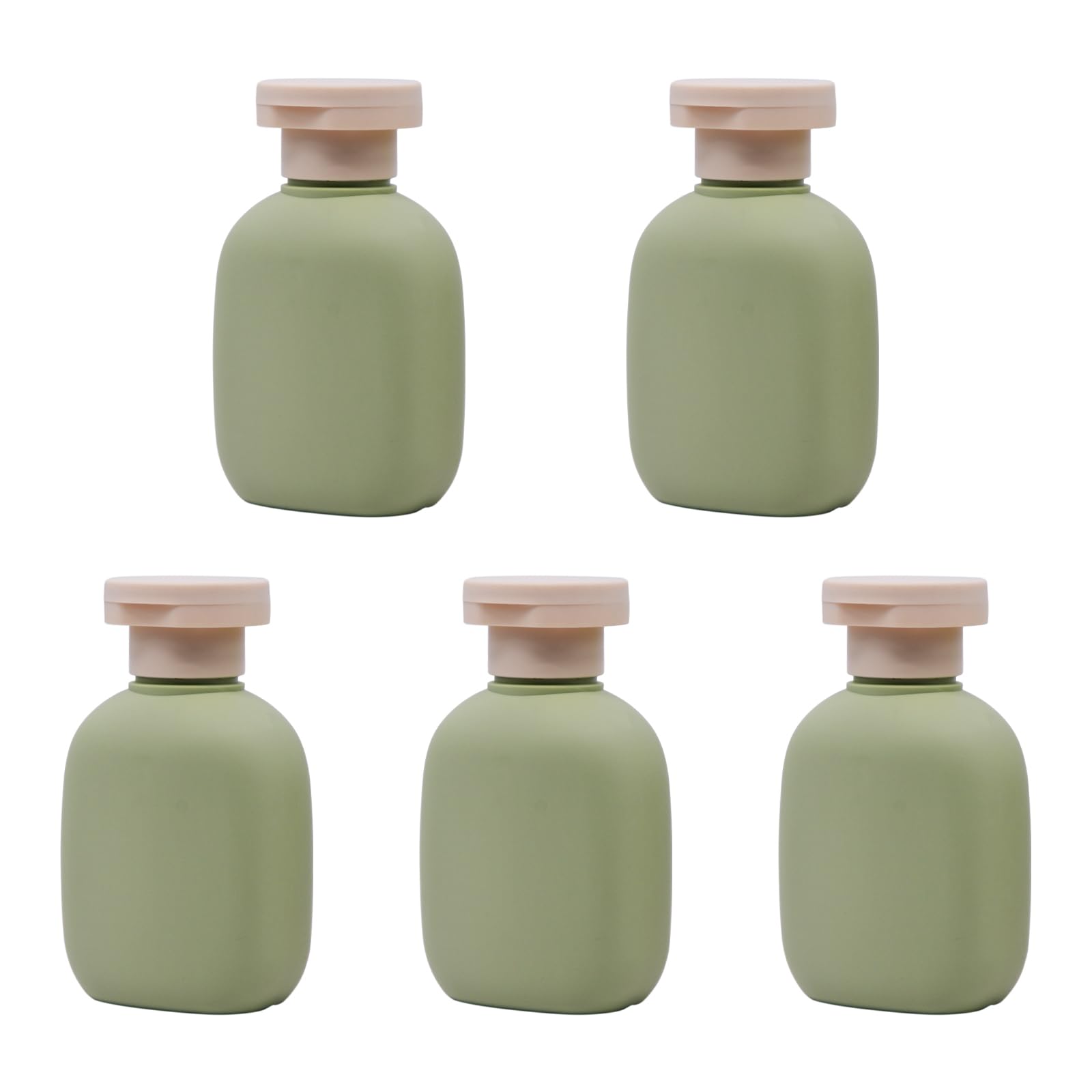 AnRui 5 Pcs Refillable Shampoo and Conditioner Bottles with Flip Cap, 100ML Plastic Travel Bottles Containers for Toiletries Shampoo, Lotion (Green)