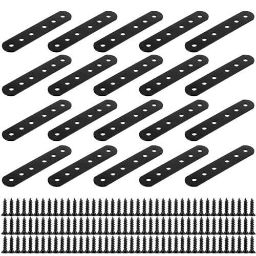 Juego de 20 Conectores Planos, Placas Perforadas, Conectores de Madera, Conectores de Metal, Placas de Conexión Planas, Soporte de Placa Perforada para la Reparación de Muebles de Madera(80X16MM)