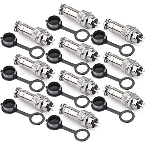 Image of GX16 3 Pins Panel Metal Mount Circular Metal Aviation Connector Adapter Male Female Plug Socket with Waterproof Cap (10 Pcs)
