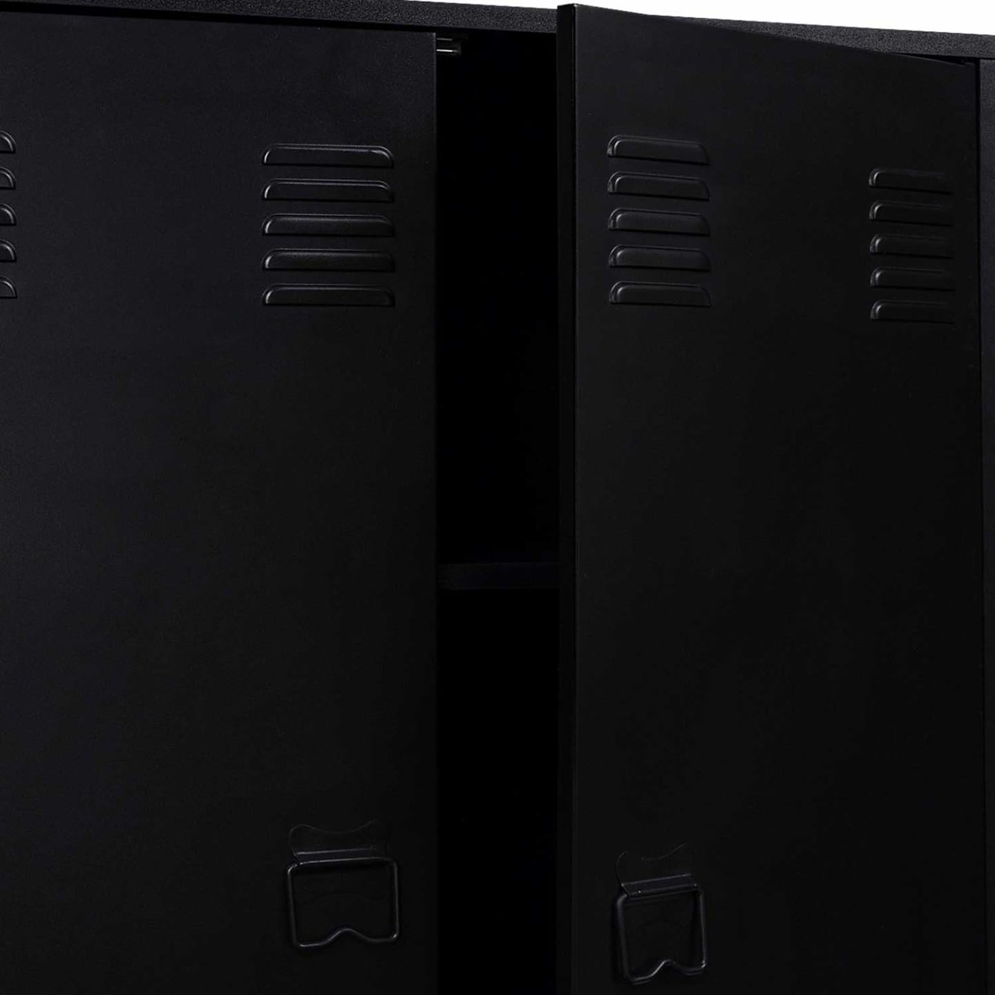 IDMarket – Armario bajo ESTER de 2 puertas de metal negro, diseño industrial