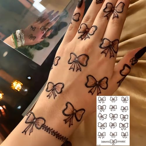 Image of Bilizar 16 Sheets Chic Flower Leaf Temporary Tattoos For Women Finger Hand Tattoo Sticker Body Art Decals, Realistic Floral Vine Leaves Fake Tattoos Waterproof Butterfly Plum Temp Tatoos Long Lasting