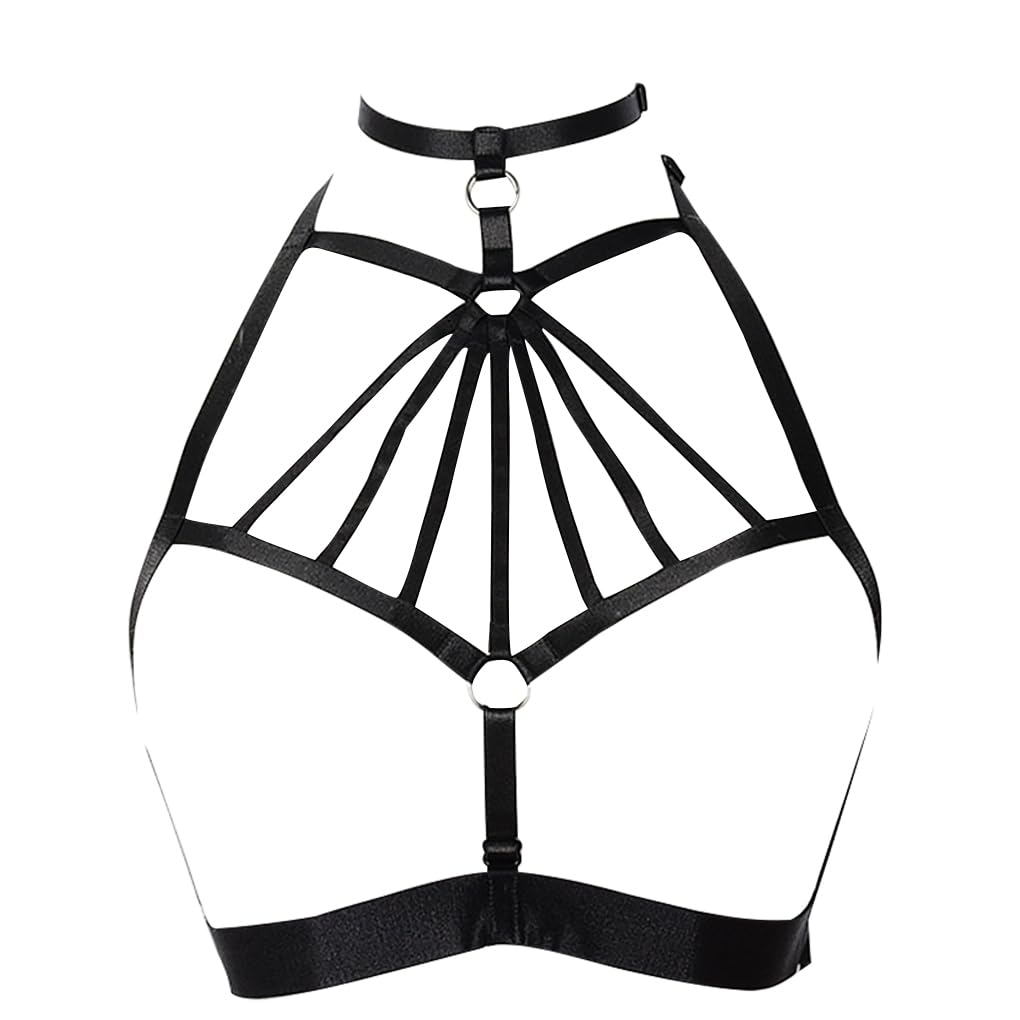 Lixsazse Women's Harness Bra Rave Clothing Brassiere Goth Bustier Strappy Sweet Gift Ple Design Alluring Sexy Elastic Lingerie