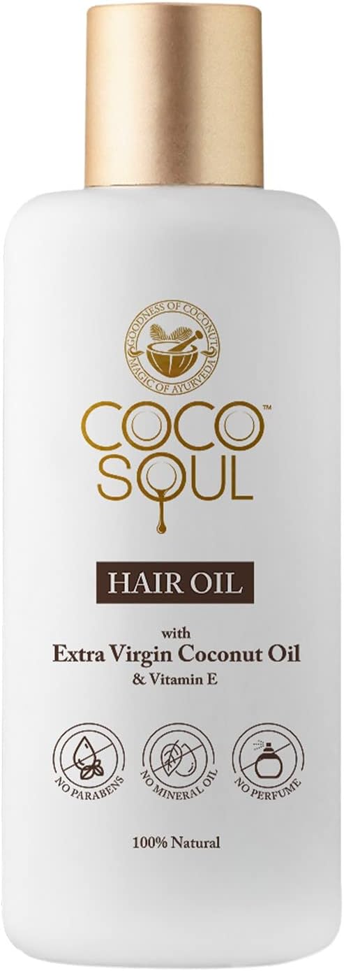 Coco Soul Extra Virgin Coconut Hair Oil with Vitamin E For Hair Growth| Mineral Oil & Silicone Free| From the Makers of Parachute Advansed | 6.7 fl oz