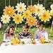 SUNBEAUTY Orange Paper Flowers Decorations for Wall Paper Fans Daisy Decoration for Women Birthday Spring Easter Wedding Garden Tea Party Baby Shower Decor Set of 9