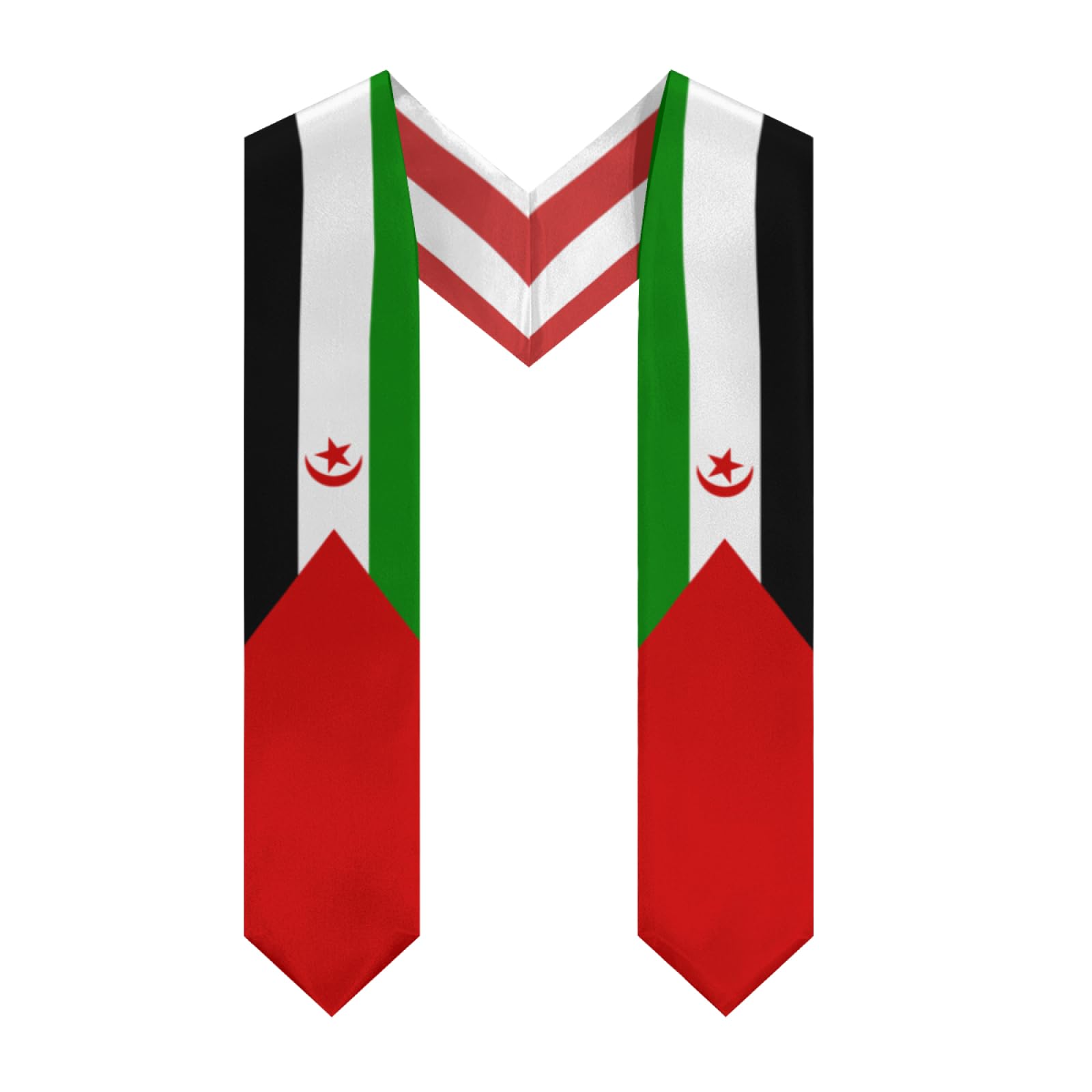 Vintage Western Sahara Flag Graduation Stole Sash Shawl for Men Women Thickened V-Neck Scarf Double-sided for International Students Teachers Study Aboard Graduate Gift 72 inches Unisex
