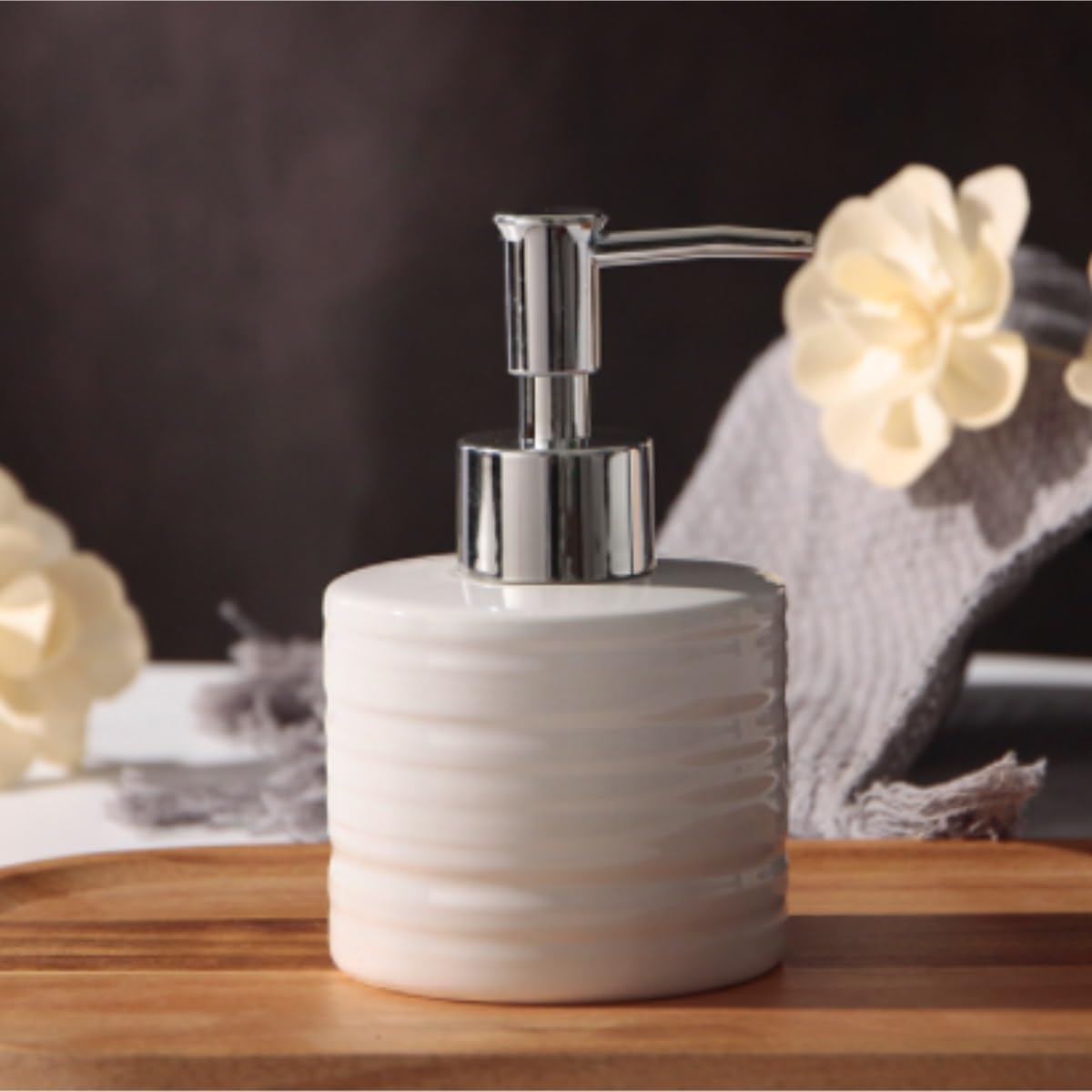 Dispensador de Jabón Líquido Dispensador De Jabón Y Loción Cerámica con Bomba, Botella Líquido Decorativa Vacía Rellenable Botellas de Aseo