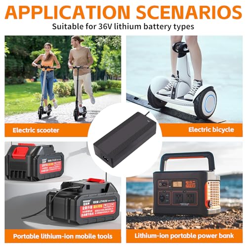 42V 2A Electric Scooter Charger for 36V Lithium Battery, 5-in-1 Plug Ebike Charger for Gotrax, Jetson, Razor, Swagtron, Bird, Segway,UL Certified - Image 6