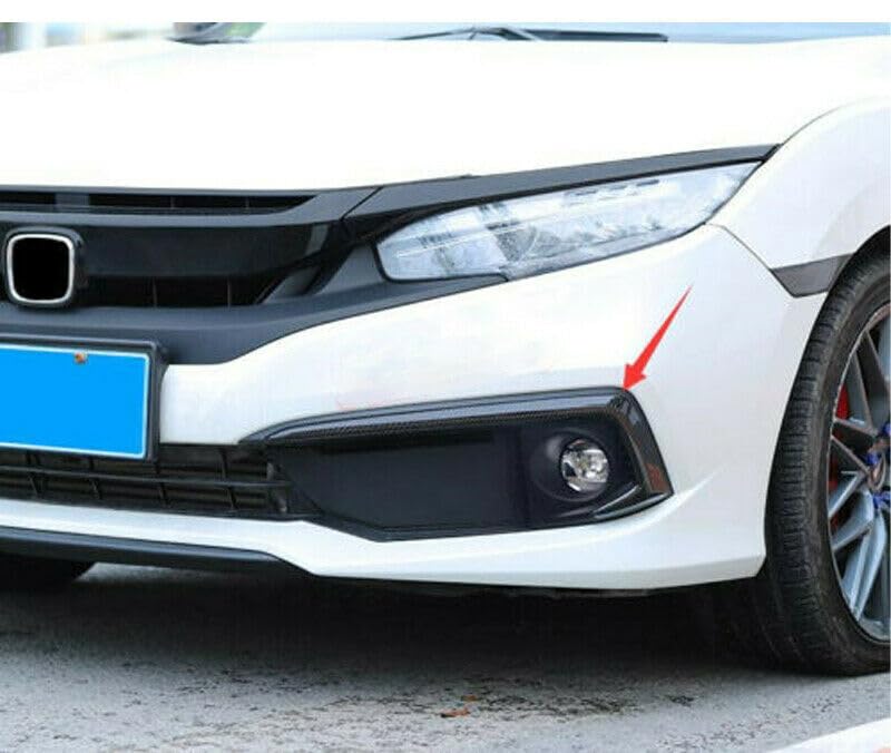 Image of ABS Carbon Fiber Front Fog Lamp Eyebrow Trim, Fits for 2016-2021 10th Honda Civic, 75010-F