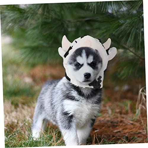 Gorro para perro en forma de vaca de felpa suave miniatura 3