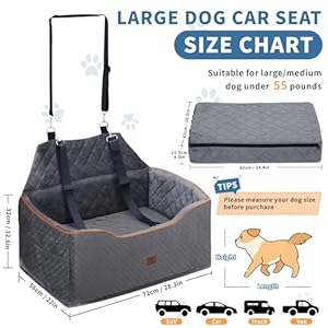   OTOB-Dog-Car-Seat-for-Large-Medium-Dog-Under-55Lbs-Detachable-Washable-Dog-Booster-Seat-for-2-Small-Dogs-Puppy-with-2-Safety-Leash-Thickened-Memory-Foam-Pet-Car-Seat-Cooling-Mat-Travel-Car-Seat-Bed