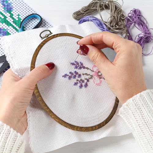 Faylapa CH2024051502 5Pcs Embroidery Hoop Round Oval Cross Stitch Hoop Ring Decorative Imitated Wood Display Frame 3.9 Inch To 7.4 Inch thumb #2