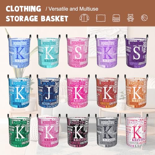 Image of Custom Name Laundry Hamper, Personalized Laundry Basket with Name for Baby Boys Girls, Customized Collapsible Dirty Clothes Hamper Storage with Handles for Bedroom Bathroom Dorm Room Decor
