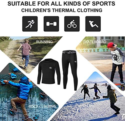 MeetHoo Thermal Underwear Set for Boys, Fleece Lined Long Johns Soft Compression Base Layer for Kids (Size 8-16 Years) 6 51u0Vm8S4OL. AC