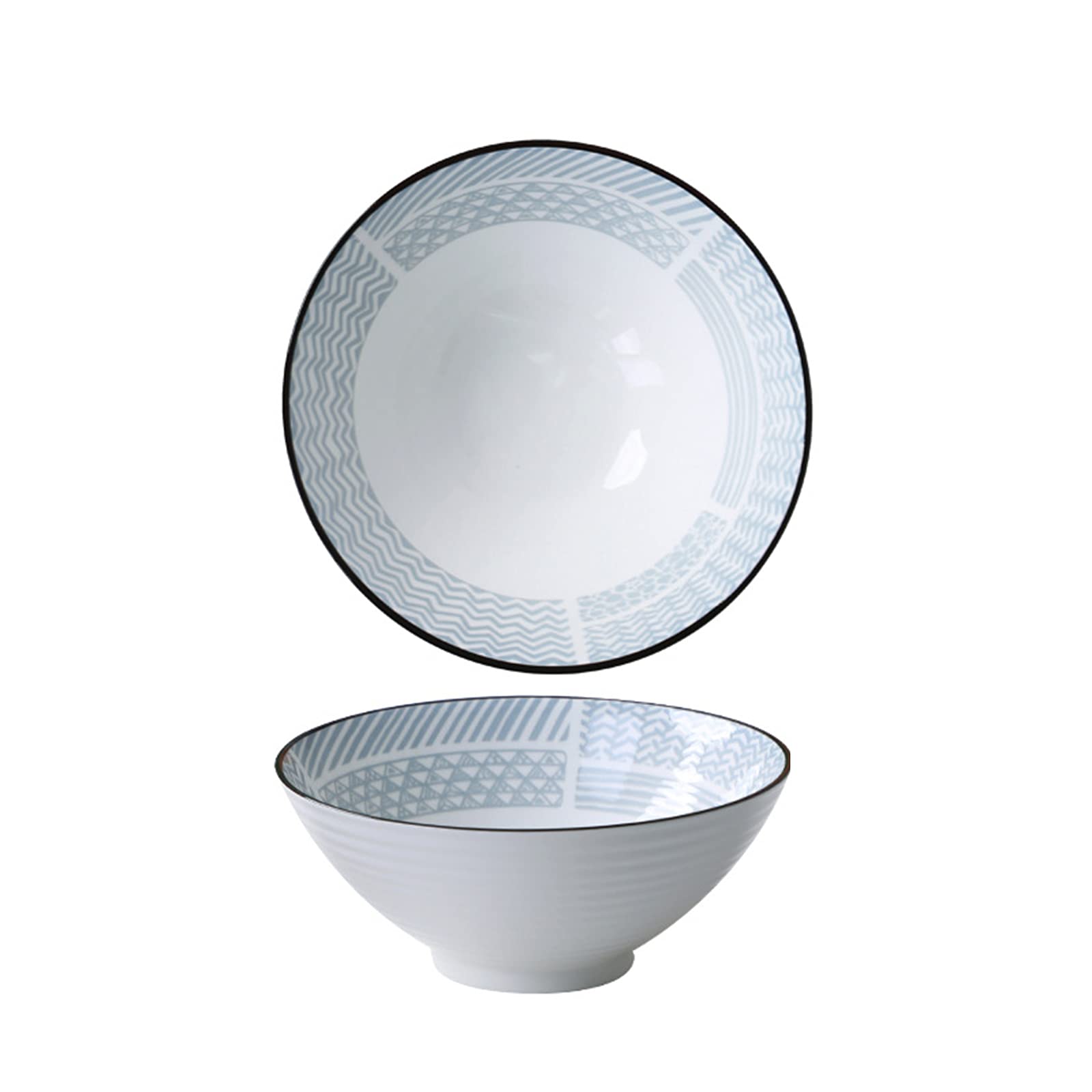 tazas de ramen, conjuntos de tazas de pasta, Cuencos de cerámica for fideos ramen, (2 piezas) Cuencos de ramen apilables Vajilla vintage for sopa, cereales, arroz, udon, fideos asiáticos, I, 1200 ML (