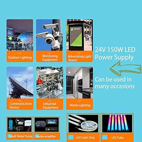 Image of LED Driver 150 Watts Waterproof IP67 Ultra Thin 0.7in 24V DC Output Low Voltage Transformer Outdoor Power Supply Adapter for LED Strip,Landscape Lighting Project, and Any 24V LED Lights