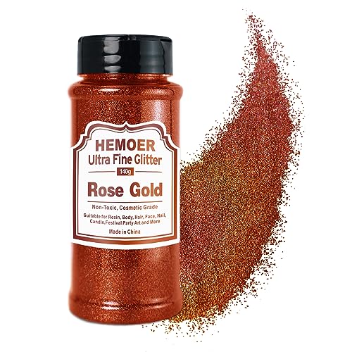 Rose Gold Ultra Fine Glitter, 5oz /140g Cosmetic Sparkle Glitter for Hair Face Body Eye Nail Art Festival Epoxy, Resin Craft