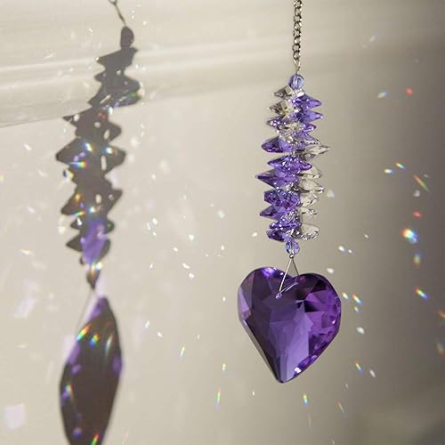 Miniatura 10 de WEISIPU Atrapasoles Decoración Ventana  Colgante de prisma de bola de cristal de corazón para mamá, atrapa el sol colgante para ventana, decoración