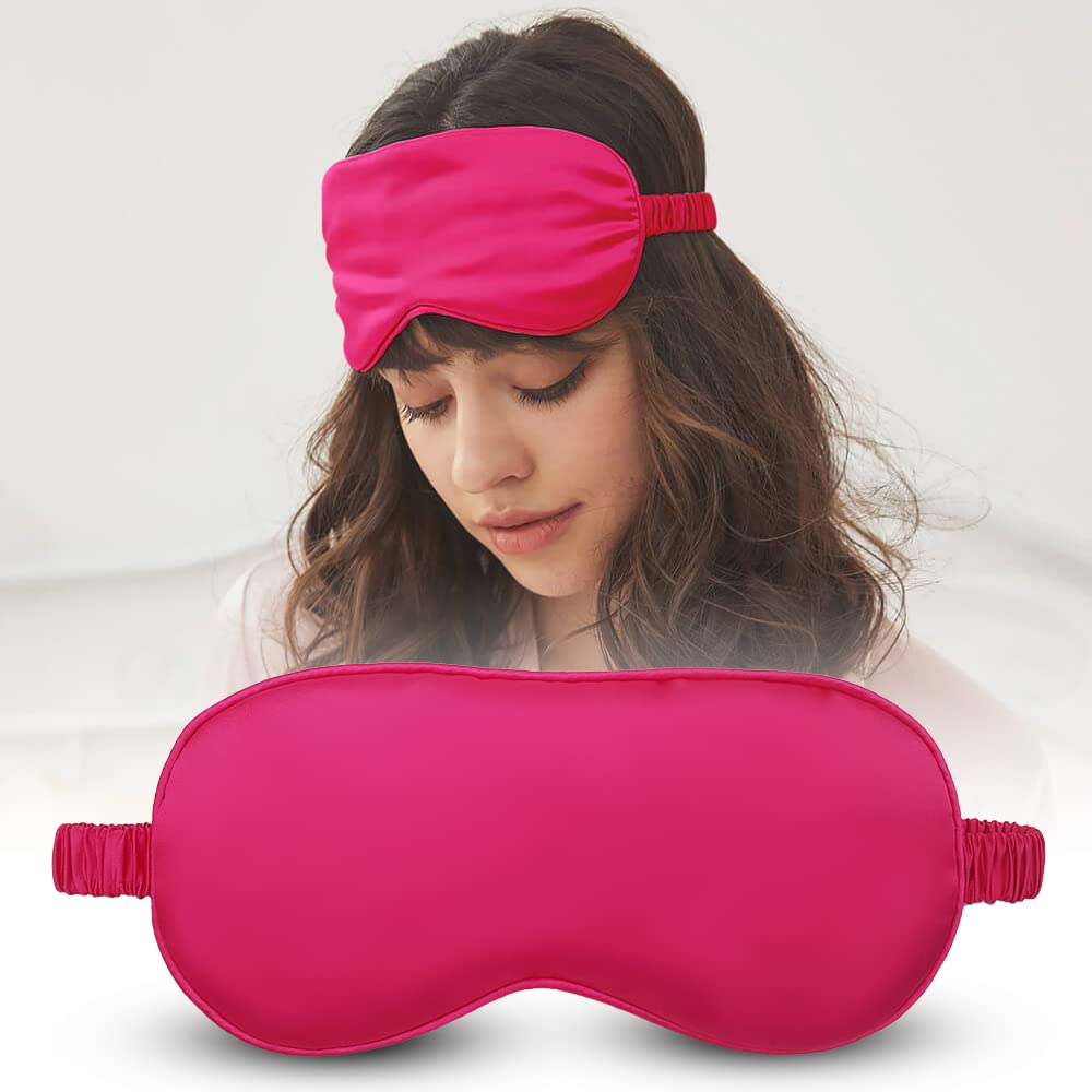 jenna Jenna™ Natural Silk Sleeping Eye Shade Mask Cover for Insomnia, Meditation, Puffy Eyes and Dark Circles RosePink-picture-1