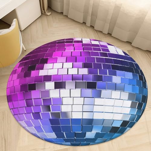 Huryilo Disco Round Rug Disco Ball Decor Circle Rug 3D Circular Rug for Party Stage Bedroom Bathroom 3 ft Huryilo Disco Round Rug Disco Ball Decor Circle Rug 3D Circular Rug for Party Stage Bedroom Bathroom 3 ft