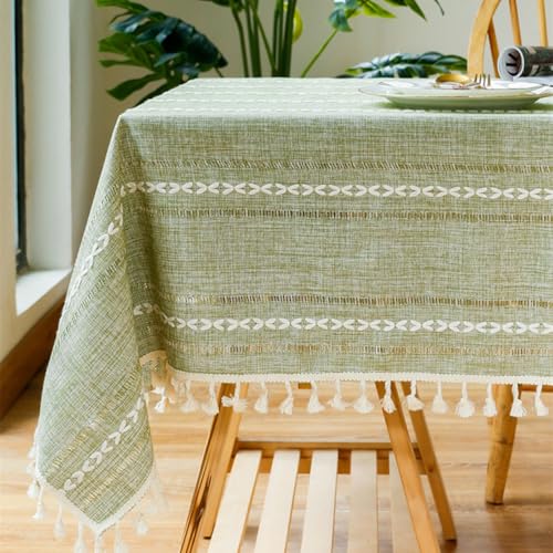 Nappe tissée Jacquard vert olive pour décoration de table de dîner et cuisine