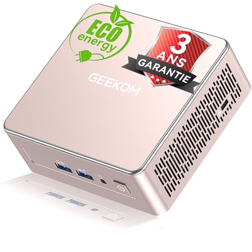 GEEKOM A5 Mini PC avec AMD Ryzen 5 7430U, 512Go SSD 16Go RAM (Évolutif, Non-LPDDR), Silencieux NUC Mini Ordinateur de Bureau, Graphiques AMD Radeon, 8K...
