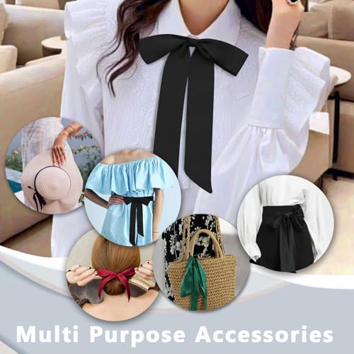 Solid Color Scarf for Women, Ribbon Neckerchief Girls Skinny Necktie, Accessory for Handbag, Hairband, Belt4