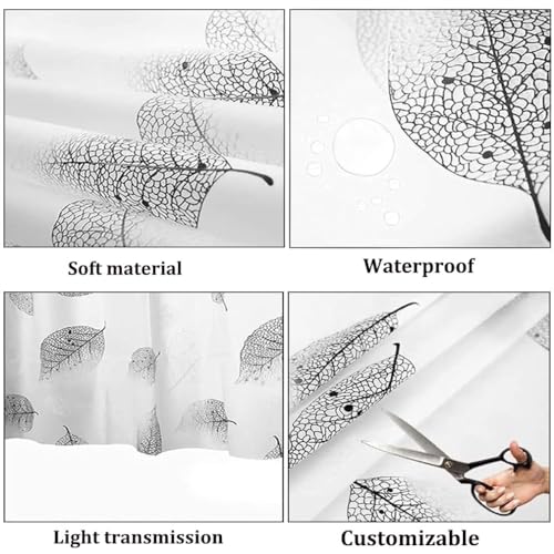 ruitao Shower Curtain for Bathroom, 100% PEVA Waterproof Anti-Mould Proof Resistant | Quick-Drying | Washable Bathroom Curtain | Includes 12 Pcs Curtain Hooks | 180 x 180 cm (71 x 71 Inch) | Foliage - Image 5