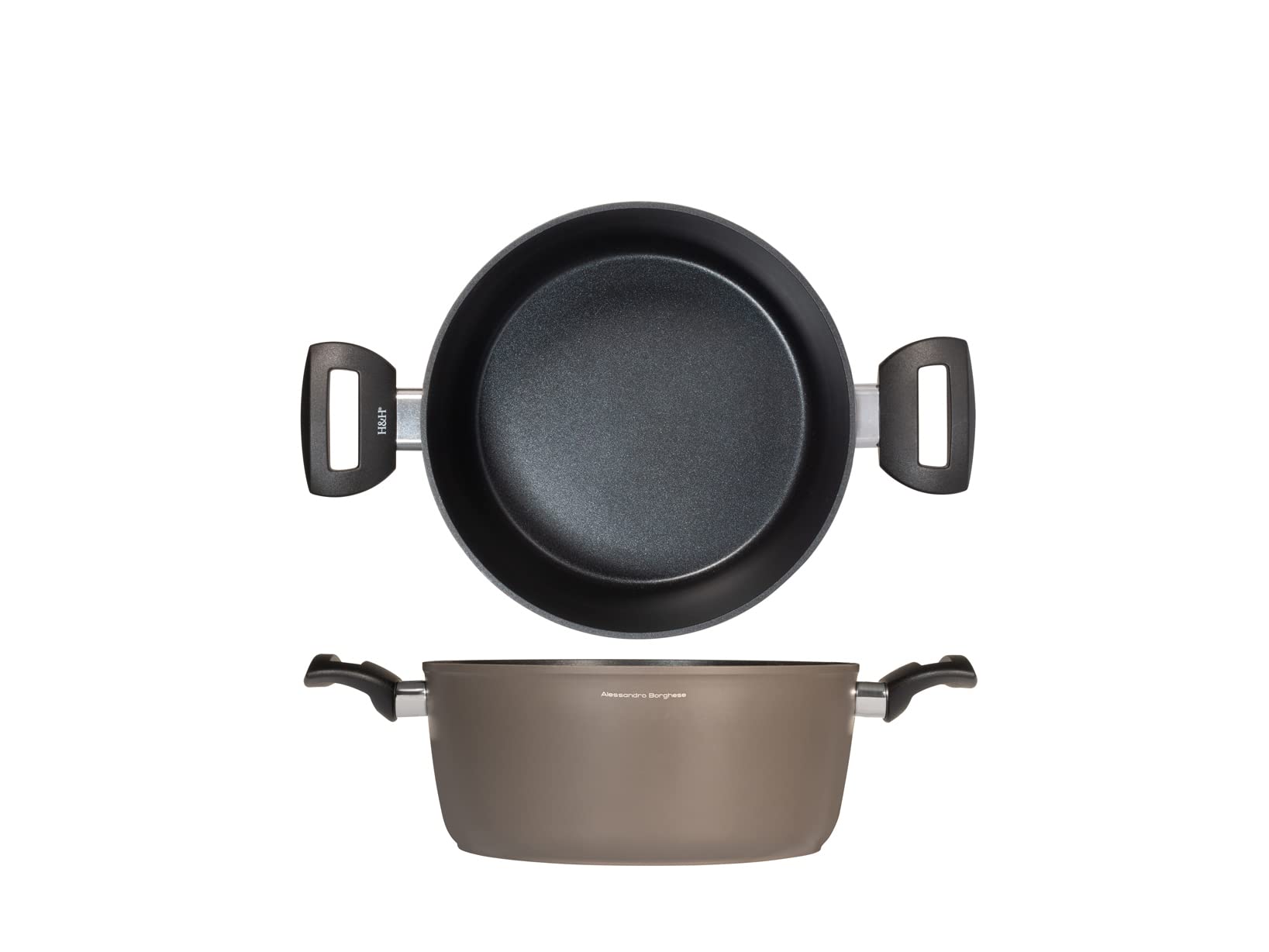 H&H Cookplus Borghese Non-Stick 24 cm Casserole, Standard, M