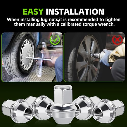Image of 24Pcs M14x1.5 (14mm X 1.5) Closed End Bulge Acorn Style Lug Nuts, Conical 60 Degree Seat, 1.77 inch Tall 1.22 inch Wide, for F-ord F150 Expedition Transit Lincoln Navigator Bronco
