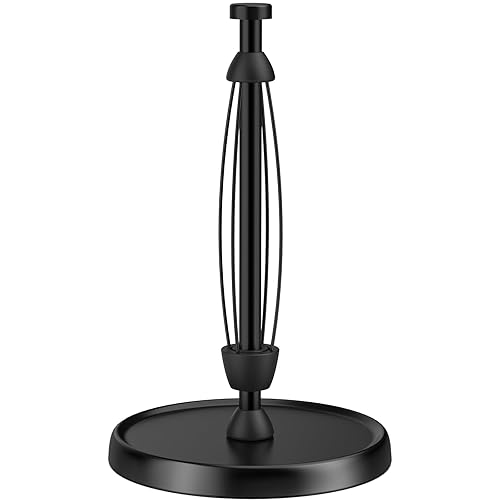 Paper Towel Holder Countertop, One-Handed Tear, Stainless Steel, Weighted Base,