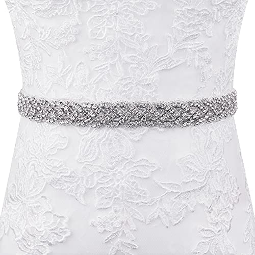 Lovful Handmade Bridal Belt, Rhinestone Wedding Dress Belts, Ribbon Crystal Sash for Women4