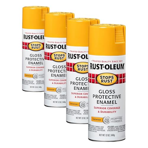 Image of Rust-Oleum 298537 Stops Rust Spray Paint, 12 oz, Gloss Tuscan Sun (Pack of 4)