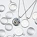 92 Pieces Pendant Trays Set 40 Pieces Transparent Glass Cabochons with 40 Pieces Round Pendant Trays, 12 Pieces Necklace Chain Silver Plated Necklace Chains for Photo Pendant Crafting