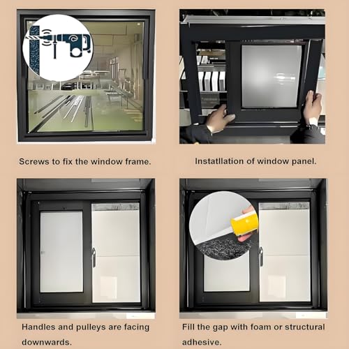 Ventana corrediza de aluminio de 24 a 36 pulgadas para el hogar 7