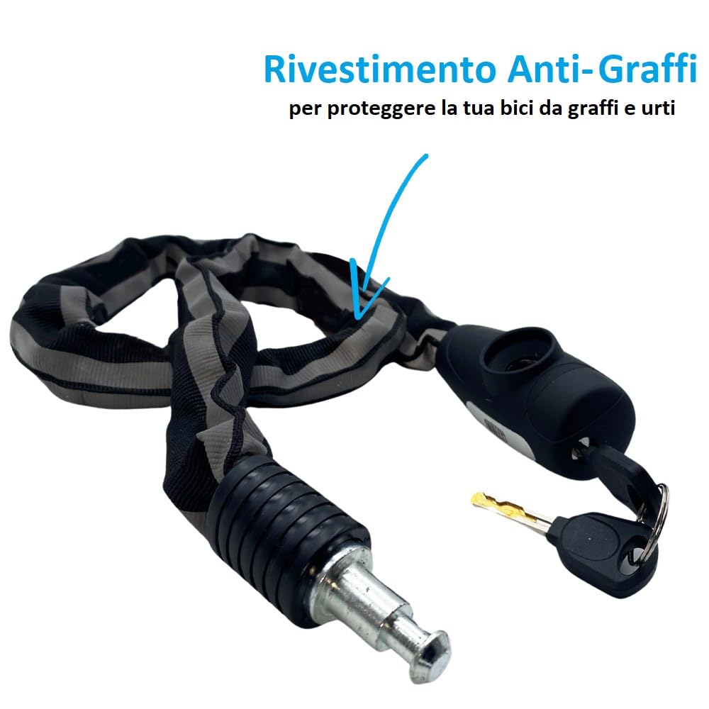 Paluplus 2 Catene per Bicicletta Antifurto, Diametro 6 cm e Lunghezza 100 cm, Rivestimento Antigraffio, Lucchetto con Chiusura Automatica, Serratura Antiscasso, per Bici, Moto, Cancelli -958F