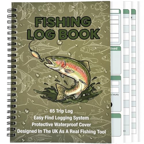 Fishing Log Book Fishing Gift for Men Angler Catch Record & Trip Journal (A5) Fly Carp Sea and River