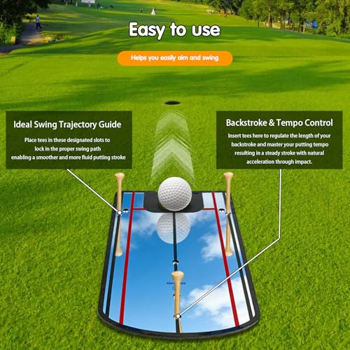 Aleybloodes Putting Mirror Alignment Training Aid &ndash; Golf Putting Practice Tool for Improved Accuracy & Consistency Indoor Outdoor