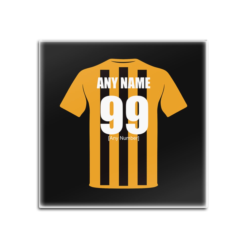 UNIGIFT Personalised Gift - Hull City Glass Square Coasters (Football Club Design Theme, Colour Options) - Any Name/Message on Your Unique Mat Pad - The Tigers AFC