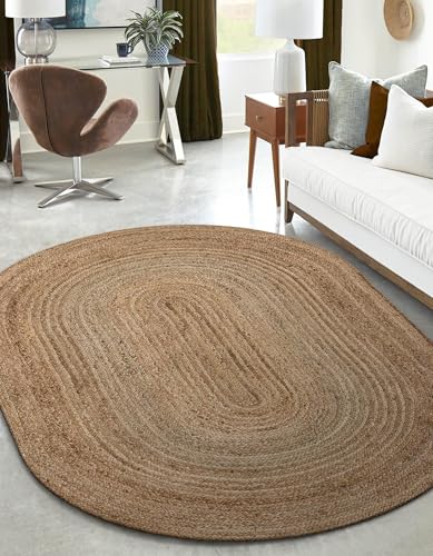 Natural Jute Rug Oval Area Rug Loom Braided - Boho Charm - Hand Woven Farmhouse Reversible Rugs for Indoor, Living Room, Kitchen & Bedroom, Dining Room, Patio (9x12 Feet (108x144 Inch)/(270x360 cm)) - Image 8