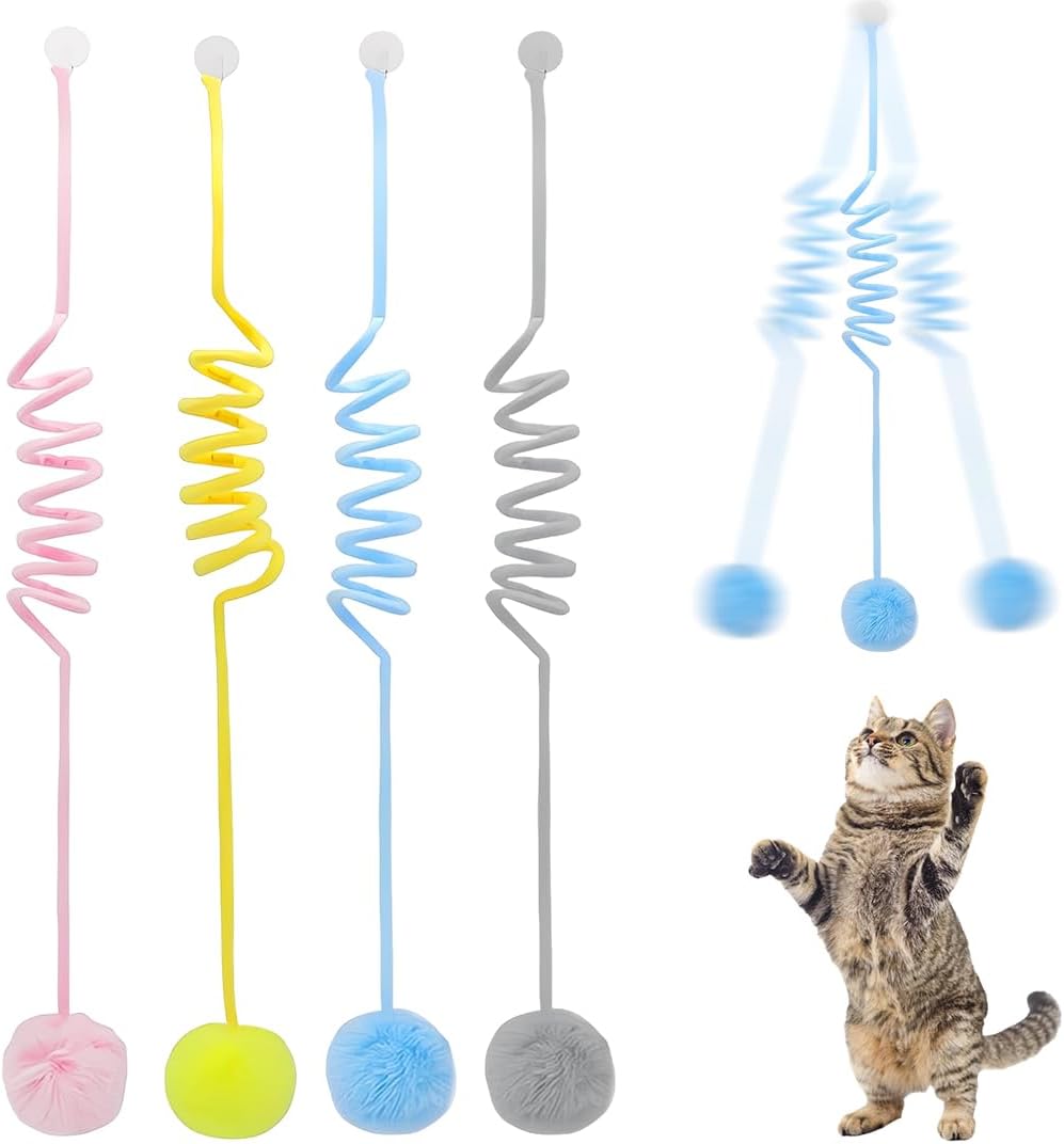 4Pcs Juguetes Interactivos Para Gatos, Retráctil Juguetes Colgantes Para Gatos Para Marco De Puerta, Con Juguetes De Gatos Muelles, Alivie Estrés Y Ansiedad Para Mascotas