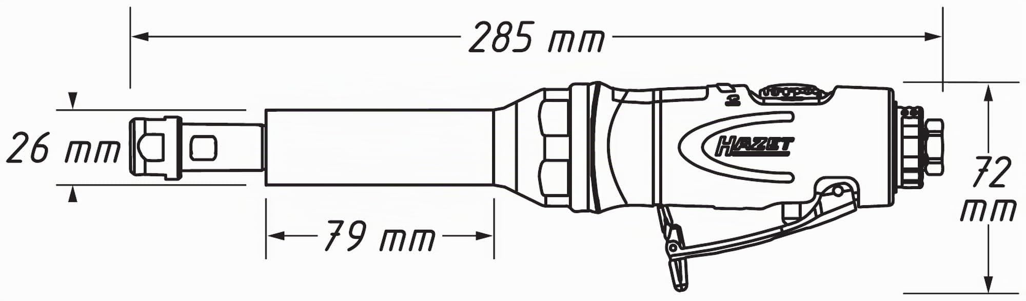 HAZET Stabschleifer, gerade, lang 9032LG-1, Länge 285 mm, Vierbackenfutter | Länge 285 mm, Betriebsdruck 6.3 bar, 600 g, Schalldruckpegel 81 dB(A) Lp A, Luftbedarf 99 l/min, Drehzahl min 2000 upm