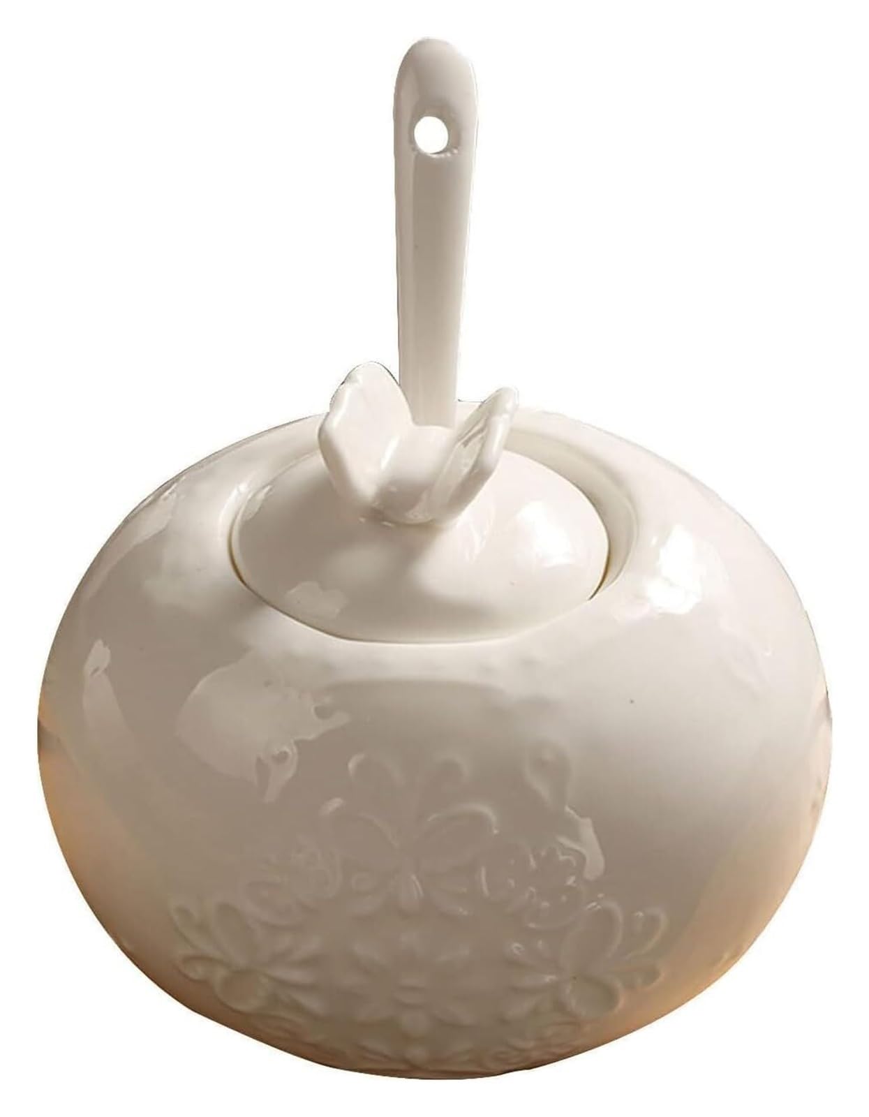 Sucrier, sucrier, sucrier nordique avec couvercle, pot de rangement en treillis blanc en relief, sucrier en porcelaine de couleur unie, pot à sel, for café-bar, restaurant