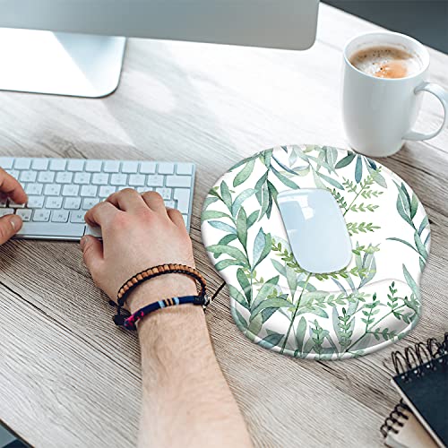 Idonzon Ergonomic Mouse Pad With Wrist Support Gel [30% Larger], Cute Soft Wrist Rest Pad With Non-Slip Rubber Base, Easy Typing & Pain Relief - Green Plants #TOP1