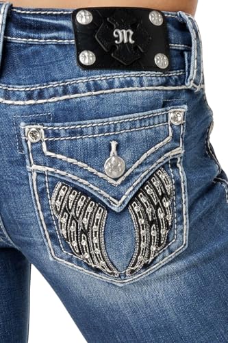 Miss Me Women's Leather Shadow Wings Low-Rise Skinny Jeans4