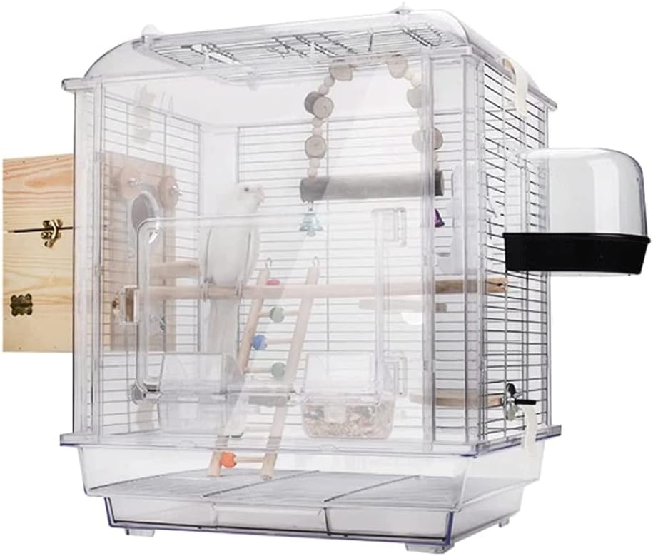 Birdcages Clear Hanging Bird House Acrylic Bird Travel Carrier Cage Bird Carrier Feeding House Portable Bird Cages for Home,