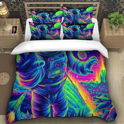 Housse de couette astronaute 140x200 en microfibre douce