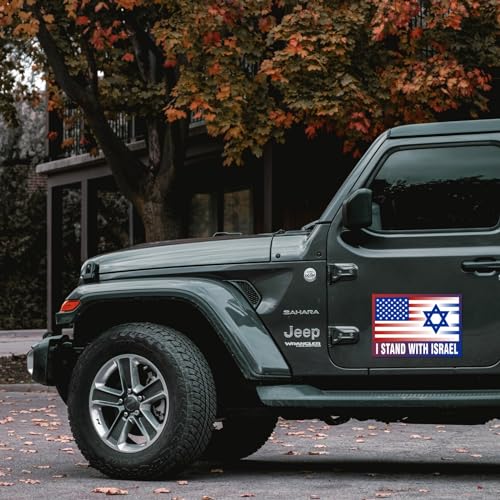 Image of 2 Pack I Stand with Israel American USA Flag Support Car Magnet - Auto Truck Fridge Magnetic Decal Bumper