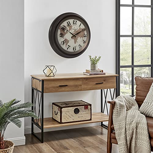 Clxeast 18 Inch Illuminated Wall Clock With Smart Sensor For Living Room Decor,Large Modern Farmhouse Lighted Wall Clock With World Map,Decorative Silent Wall Clock,Oil Rubbed Bronze Black #TOP6