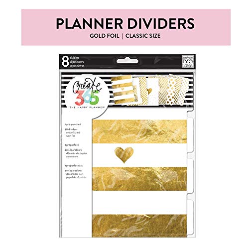 Me & My Big Ideas plástico Crear 365 dividers-Gold